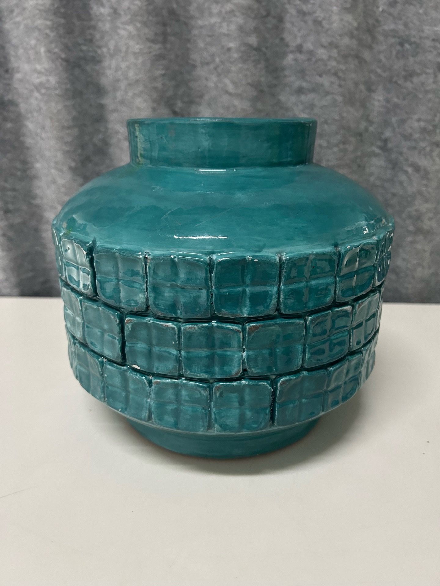 Vintage Crate & Barrel Vianni Vase Turquoise Made in Philippines