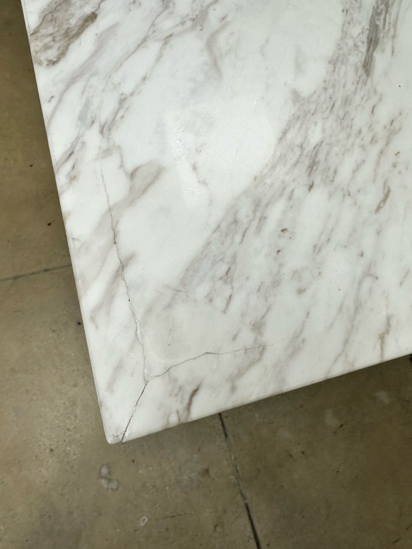 CB2 White Marble Top Island Grey Wood - photo 5