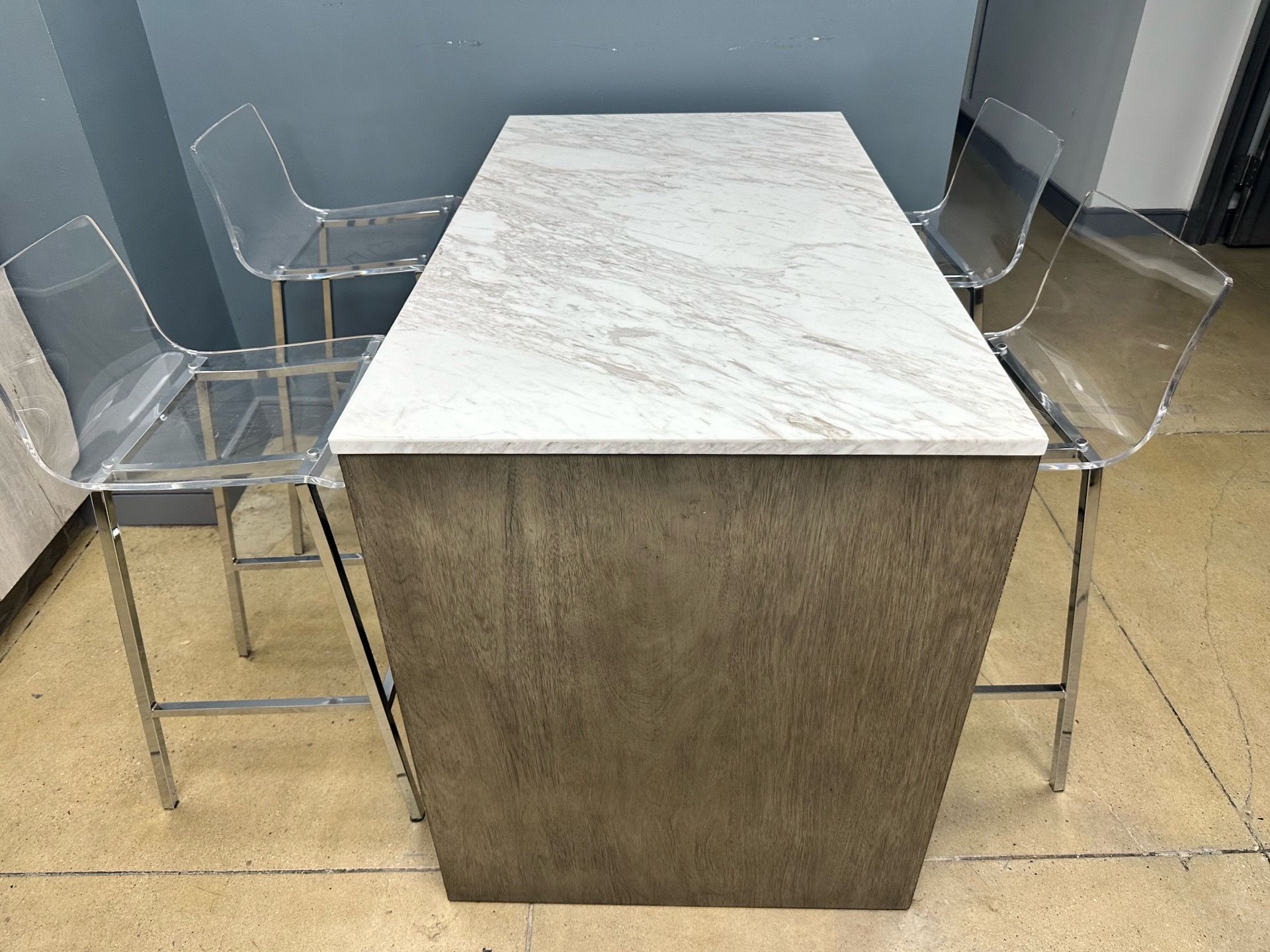 CB2 Chairs Acrylic & Chrome Bar Stools Set of 4 - photo 3