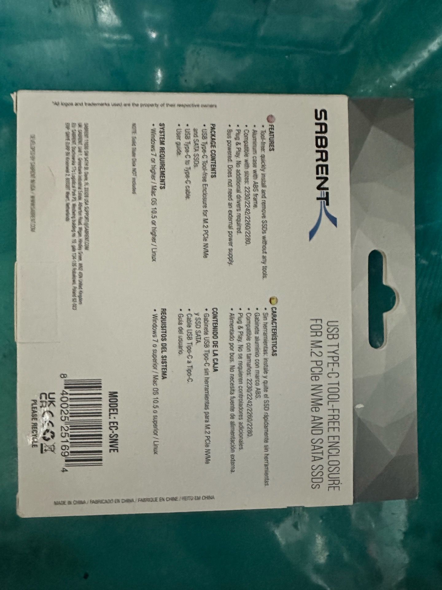 New SABRENT USB Type C Enclosure For M.2 PCIe NVMe And SATA SSD - photo 2