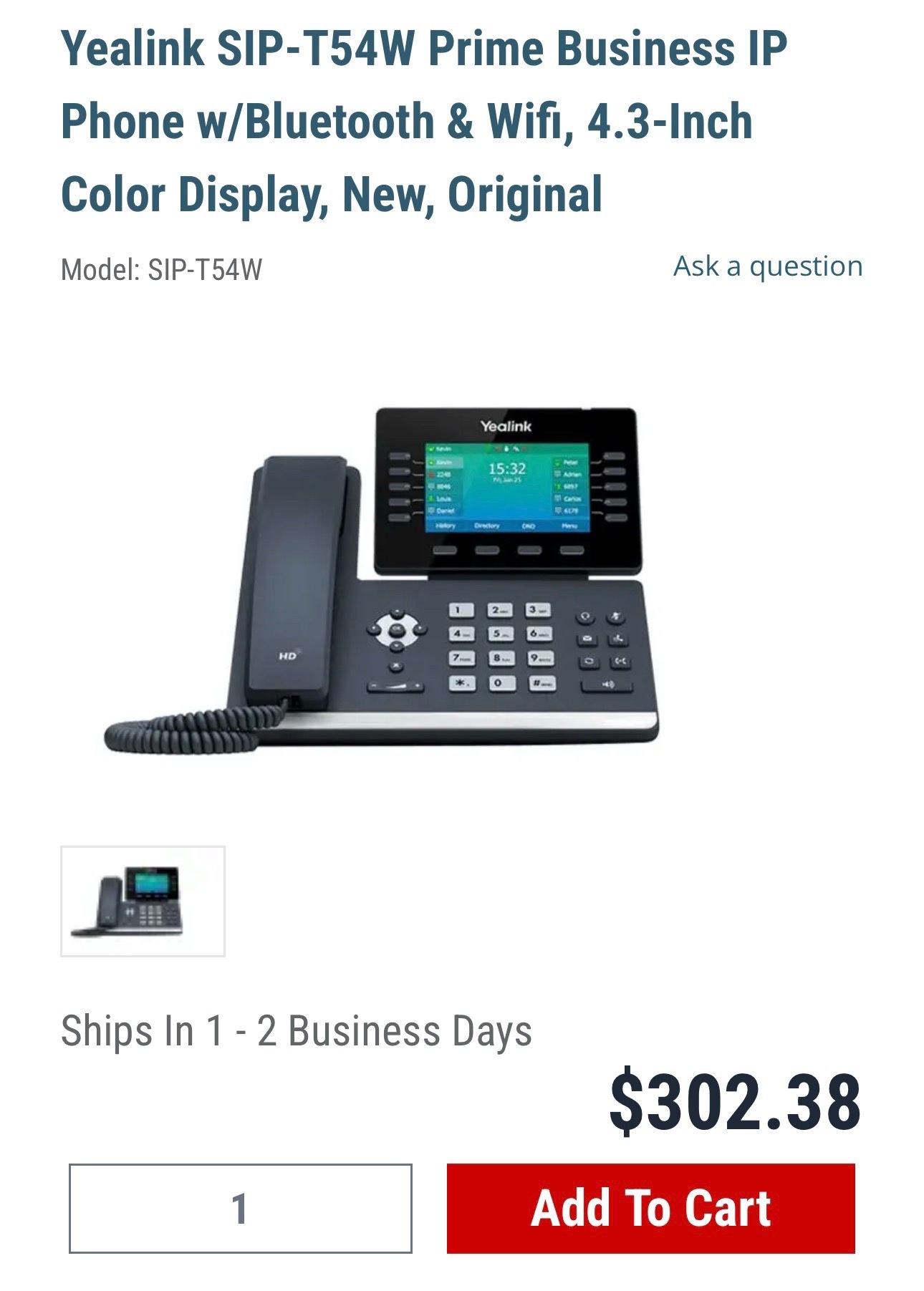 Yealink SIP-T54W Prime Business IP Phone