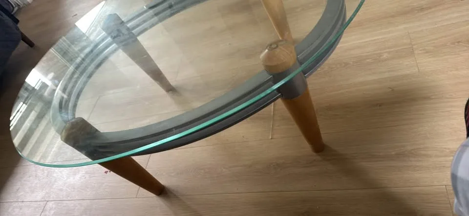 Oval glass top coffee table image indicator(2)