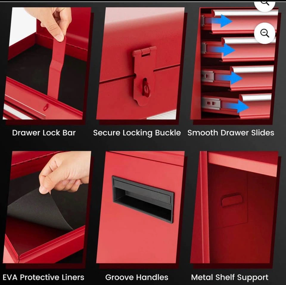 2-in-1 Tool Chest & Cabinet with 5 Drawers - Red - photo 2