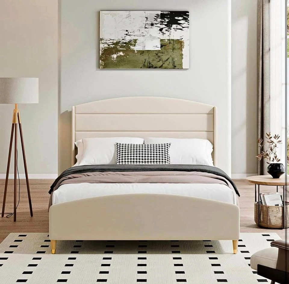 Queen Size Velvet Wingback Bed Frame