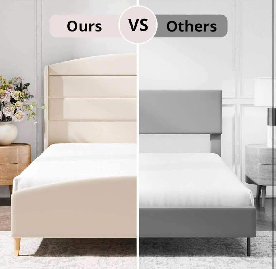 Queen Size Velvet Wingback Bed Frame - photo 4
