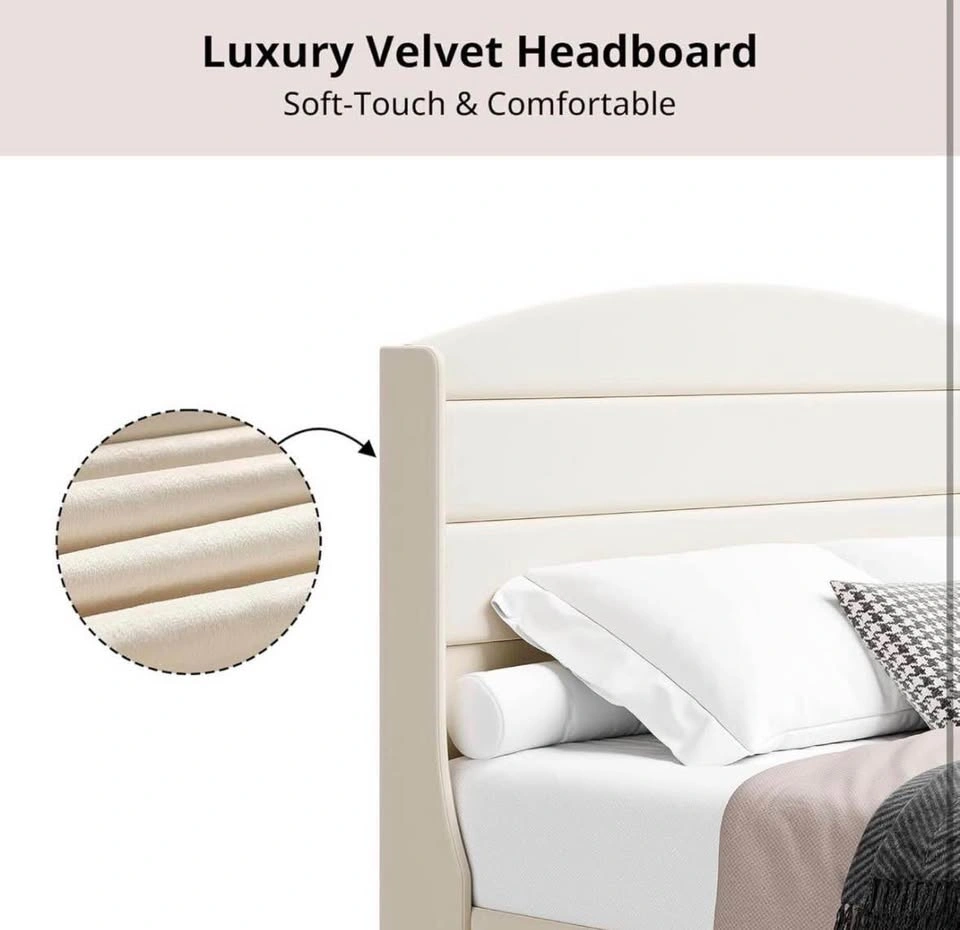 Queen Size Velvet Wingback Bed Frame - photo 5