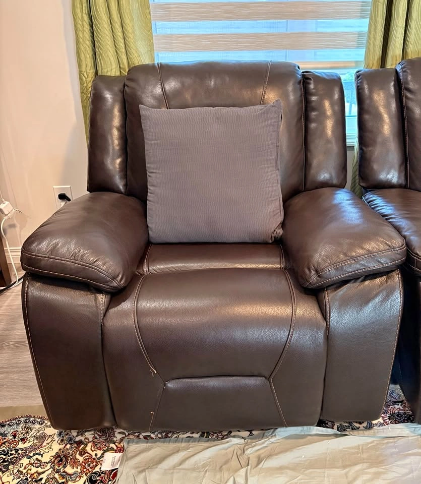 Brown Leather 3-Piece Reclining Sofa Set