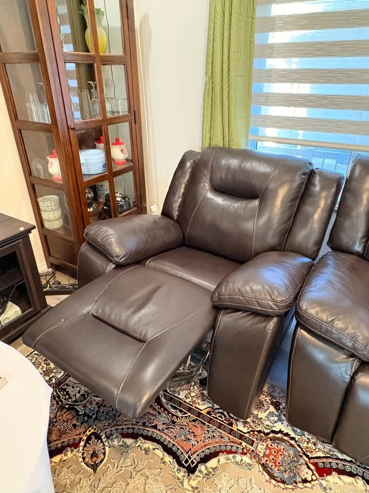 Brown Leather 3-Piece Reclining Sofa Set - photo 2