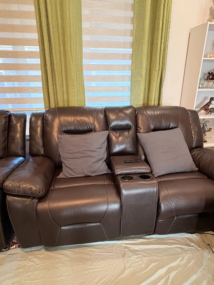 Brown Leather 3-Piece Reclining Sofa Set - photo 3