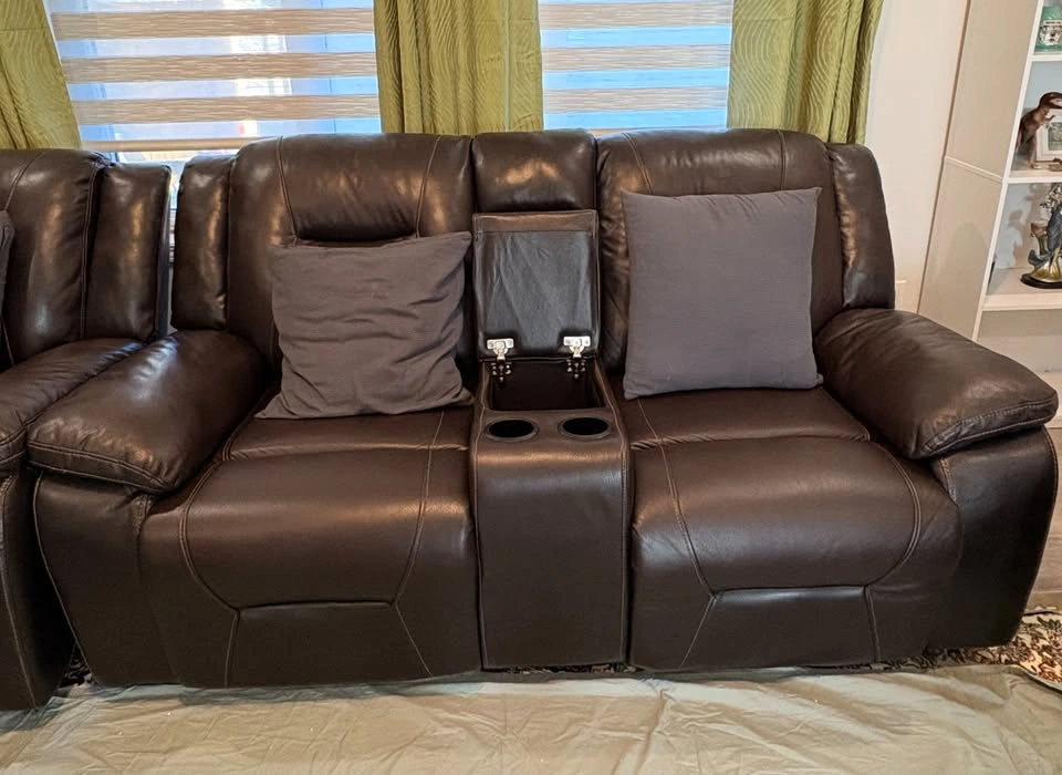 Brown Leather 3-Piece Reclining Sofa Set - photo 4