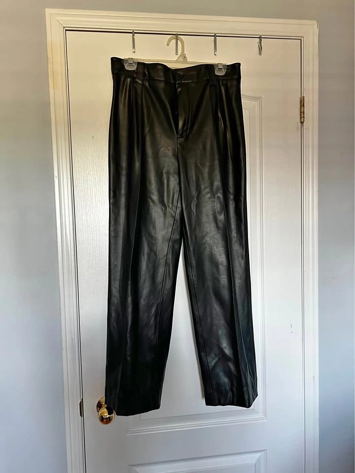 Zara black wide leg leather pants