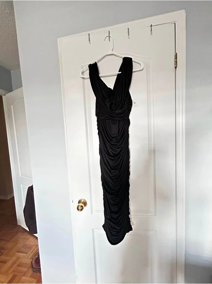 Saks Fifth avenue black ruched dress