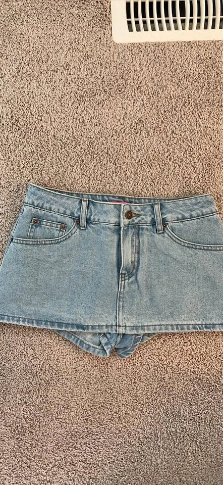 Edikted Denim Skirt with Built in shorts
