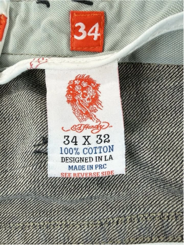 Ed Hardy Men's Size 34x31 Embroidered Logo Button Fly Jeans - photo 3