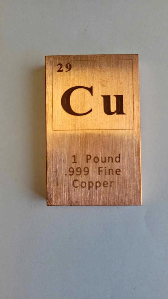 1 LB (16 oz) Collectible 999 Fine Copper bar