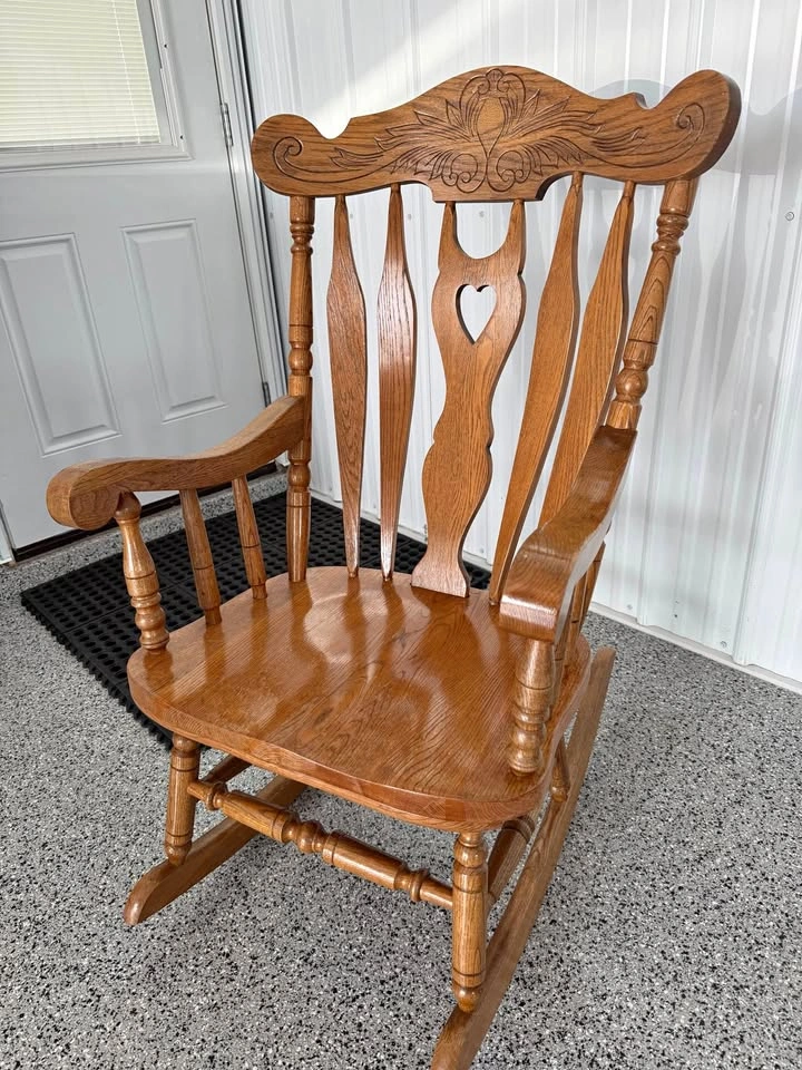 Vintage wooden heart cutout rocking chair