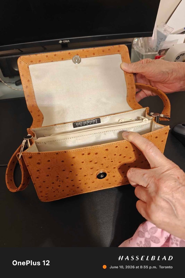 Like NEW Holt Renfrew Ostrich Embossed Leather Bag - photo 2