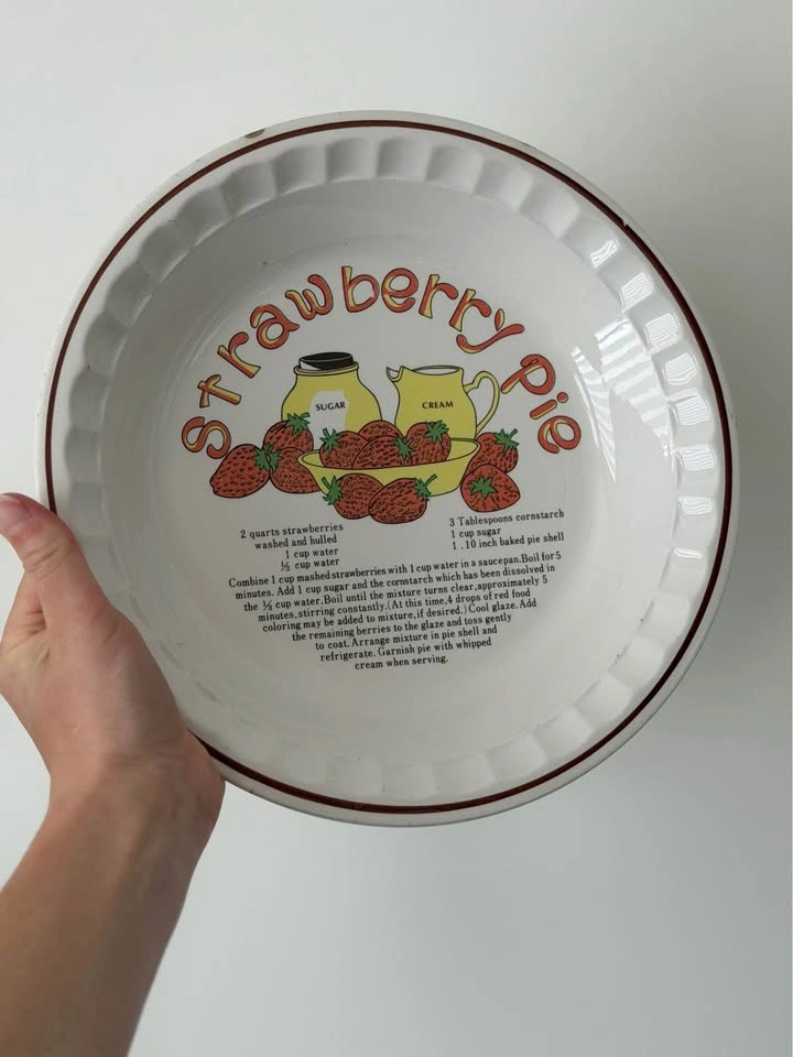Vintage Cottagecore Recipe Pie Plates | Strawberry & Lemon - photo 2