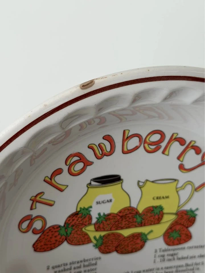 Vintage Cottagecore Recipe Pie Plates | Strawberry & Lemon - photo 3