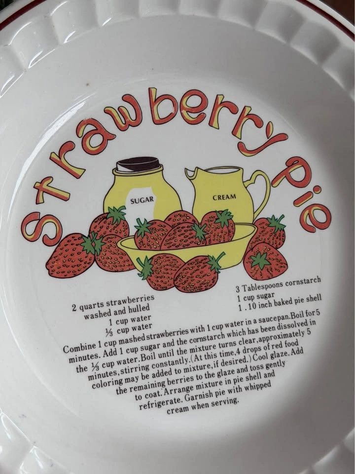 Vintage Cottagecore Recipe Pie Plates | Strawberry & Lemon - photo 5