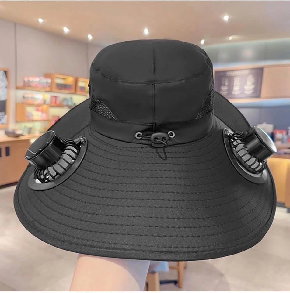 Solar/USB Powered Fan Hat (Black) - photo 3