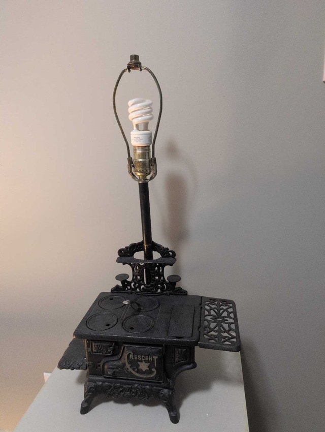 crescent cast iron stove vintage lamp