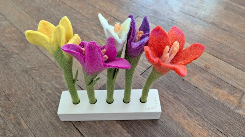 Lovevery Felt flowers in a row