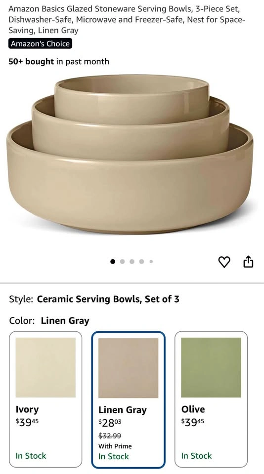 Glazed Stoneware Serving Bowls, 3-Piece Set