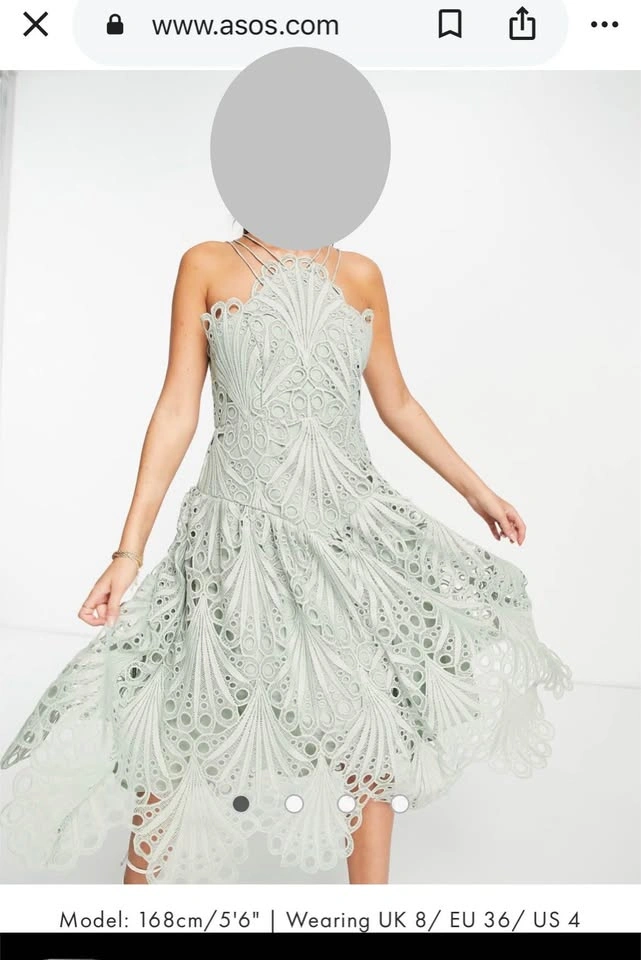 Women's Sage Green Lace Halter Dress, small size - photo 2