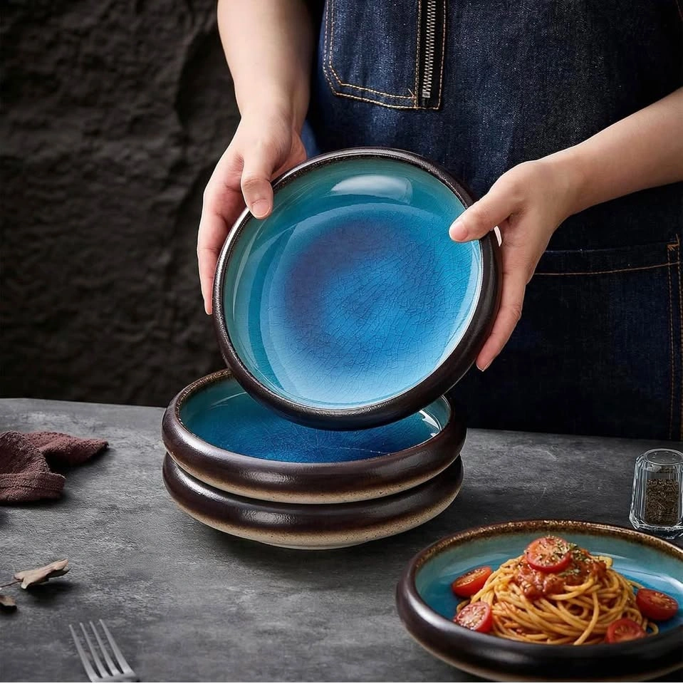 8” Ceramic Pasta Bowls Set of 4 (Blue) - photo 2