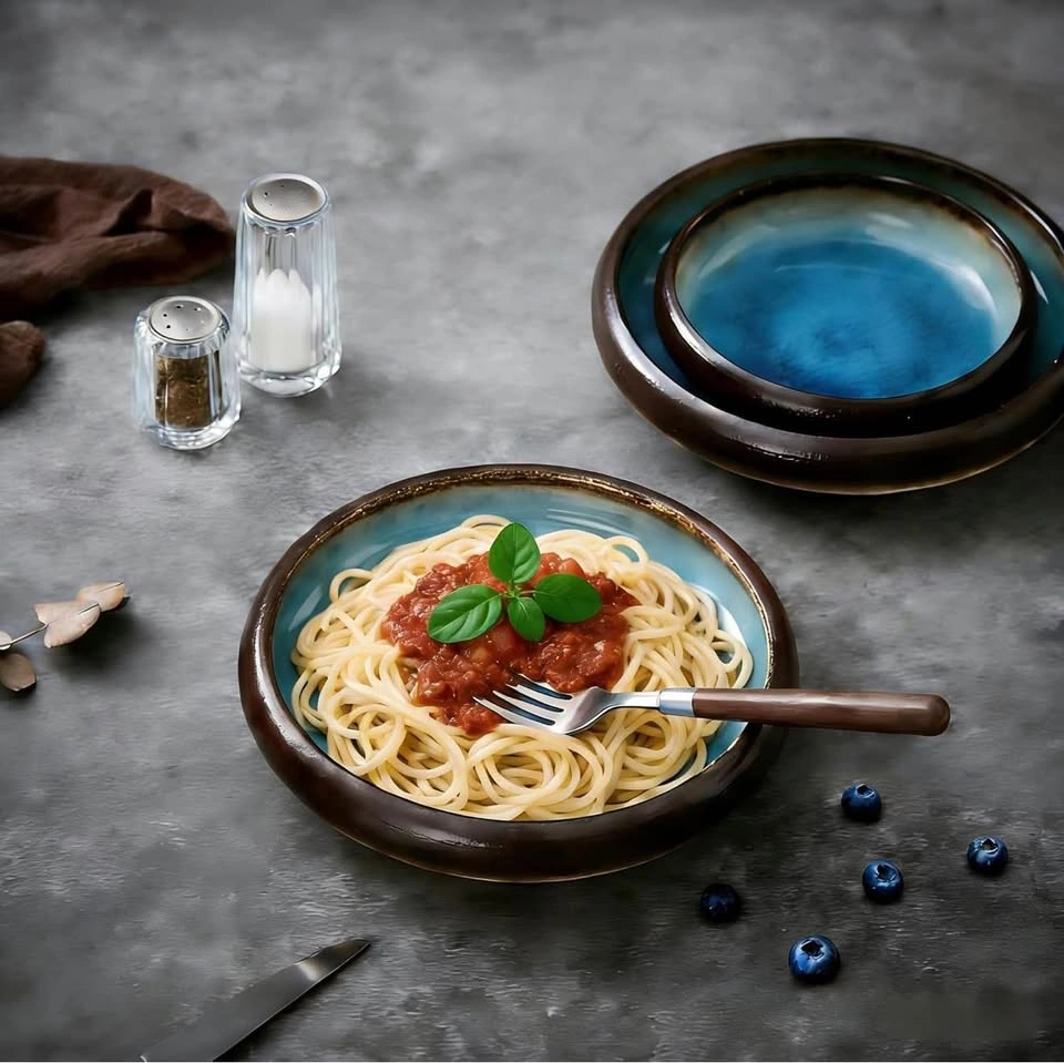 8” Ceramic Pasta Bowls Set of 4 (Blue) - photo 4