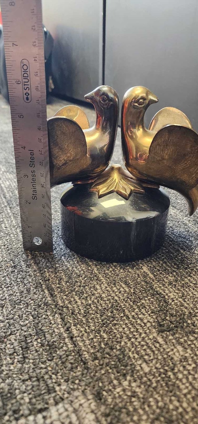 Brass Bird Figurine on Marble Base - photo 2