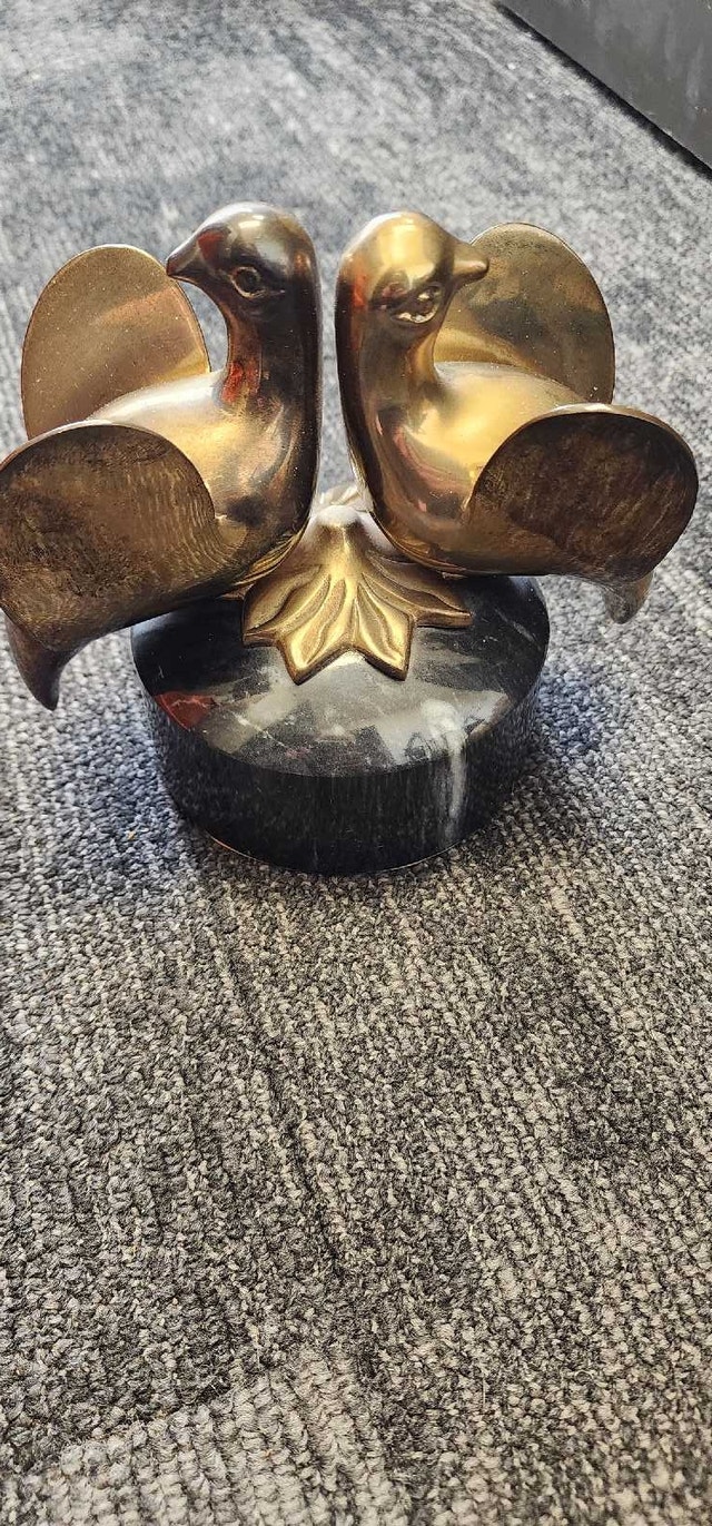 Brass Bird Figurine on Marble Base - photo 4