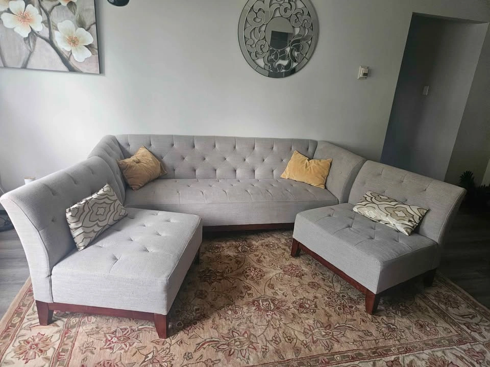 Sage Green Sectional and Ottoman - photo 2