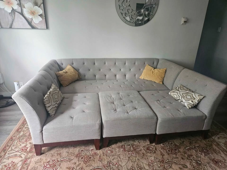 Sage Green Sectional and Ottoman - photo 3