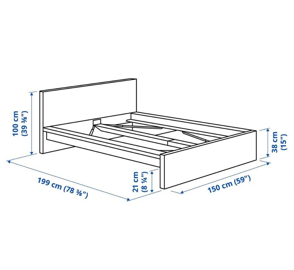 IKEA MALM Full Bed Frame + Luröy Slats – Excellent Condition - photo 4