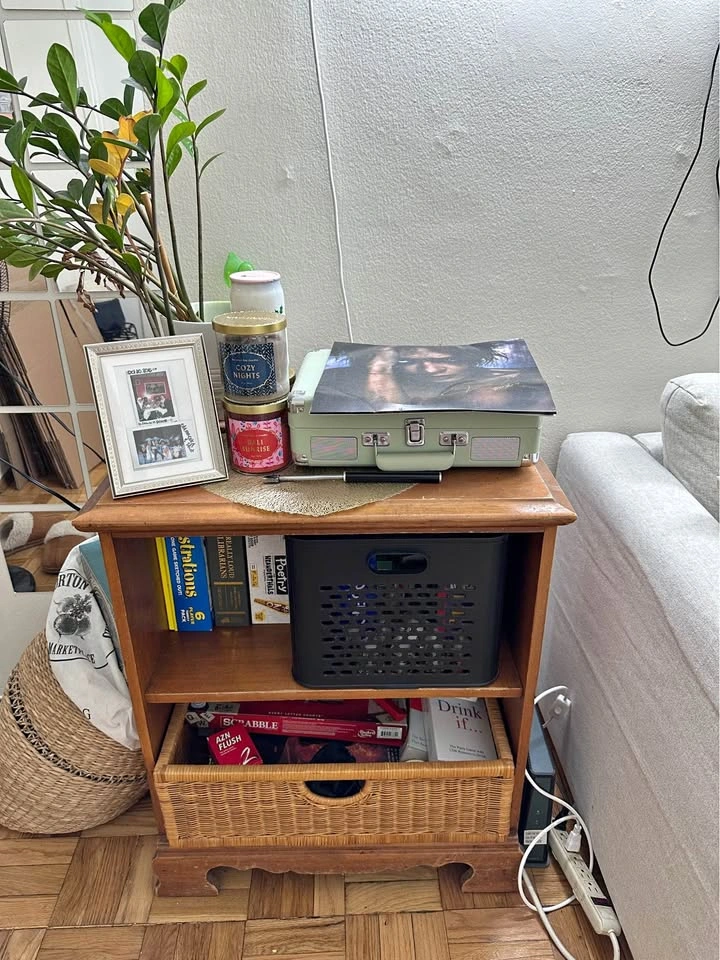 Vintage Solid Wood Small Bookshelf / Accent Side Table