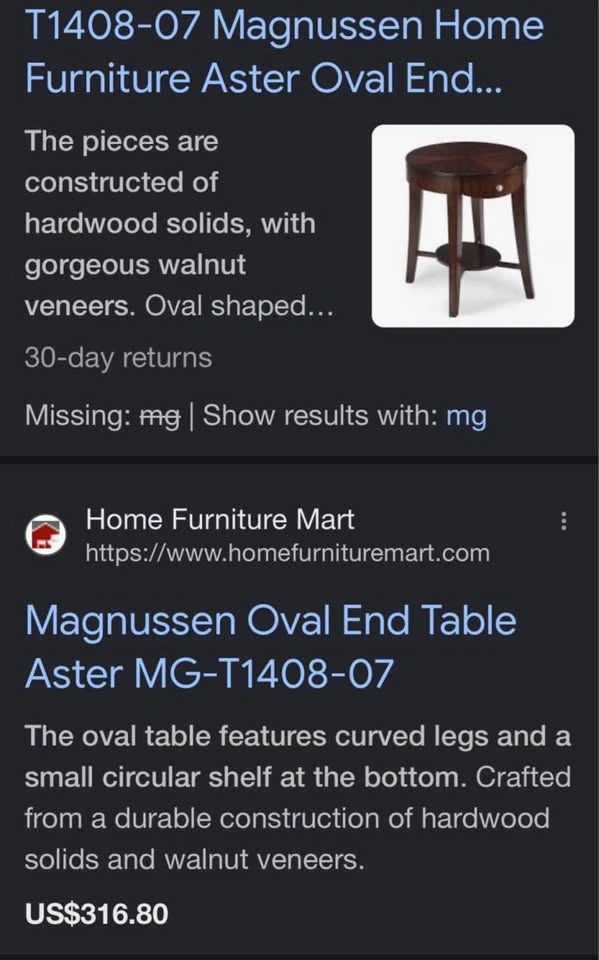 2 wood Oval End Table Magnussen Home Furniture Aster - photo 2