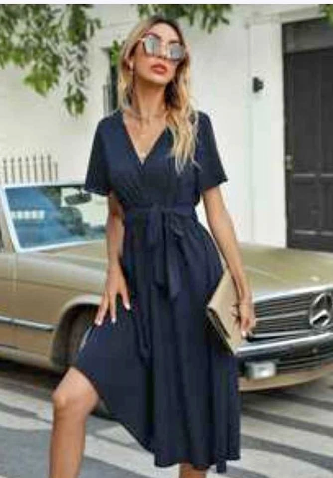 SHEIN A-Line Wrap Dresses (Size S) – Blue