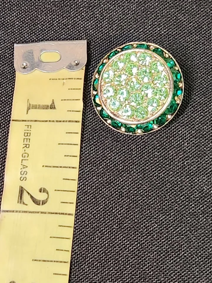 MCM Uranium Glass Rhinestone Clip-ons - Signed Lisner - photo 5