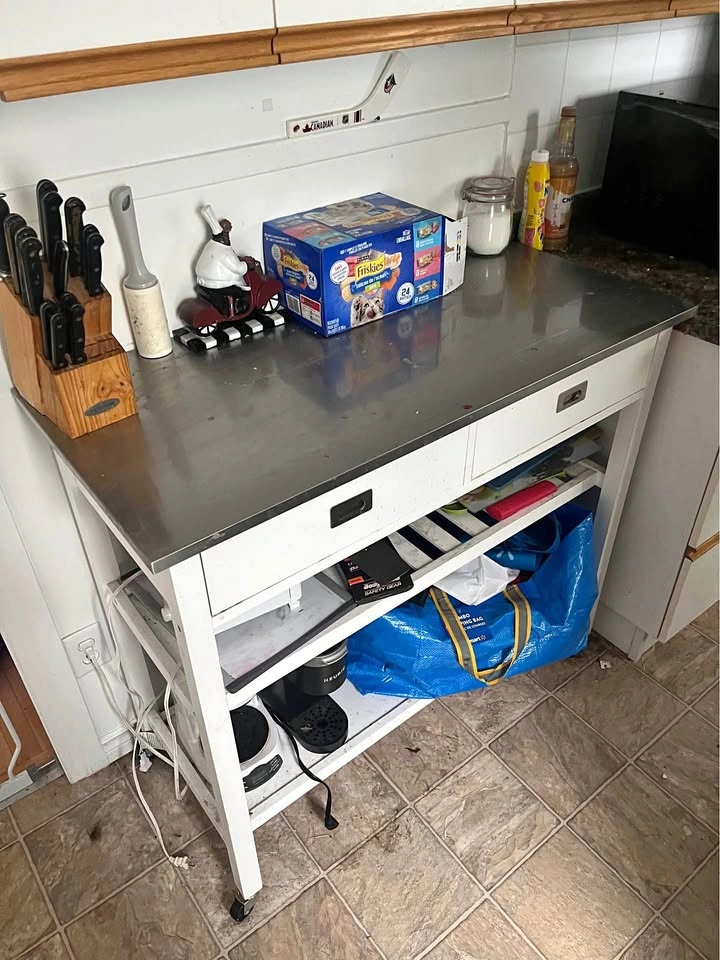 Stainless steel table on wheels