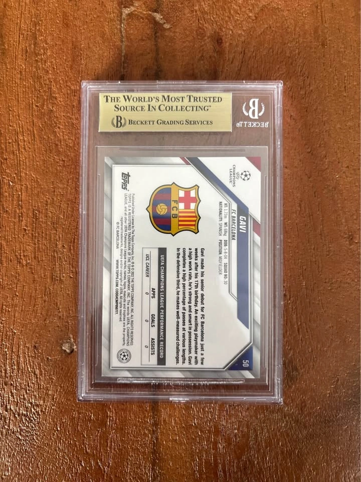 2021-22 Topps UCL #50 Gavi RC Beckett 9.5 Gem Mint Card - photo 2