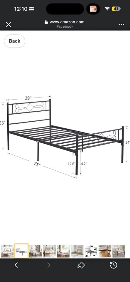 VECELO 14" Twin Size Metal Platform Bed Frame (with Headboard)