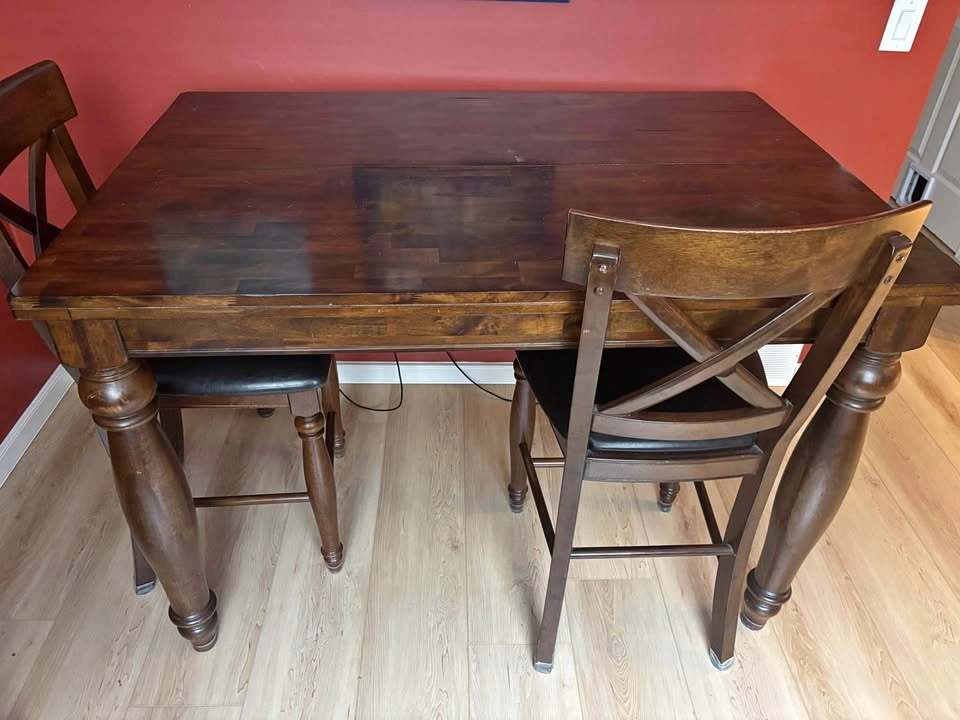 Wood Counter-Height Dining Table with Extension Leaf