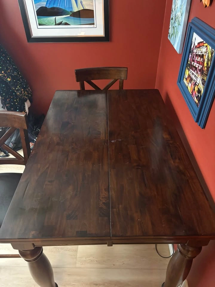 Wood Counter-Height Dining Table with Extension Leaf - photo 2
