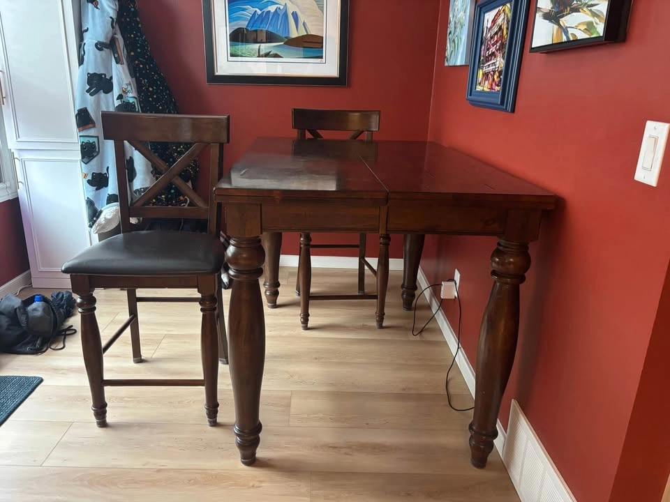 Wood Counter-Height Dining Table with Extension Leaf - photo 3