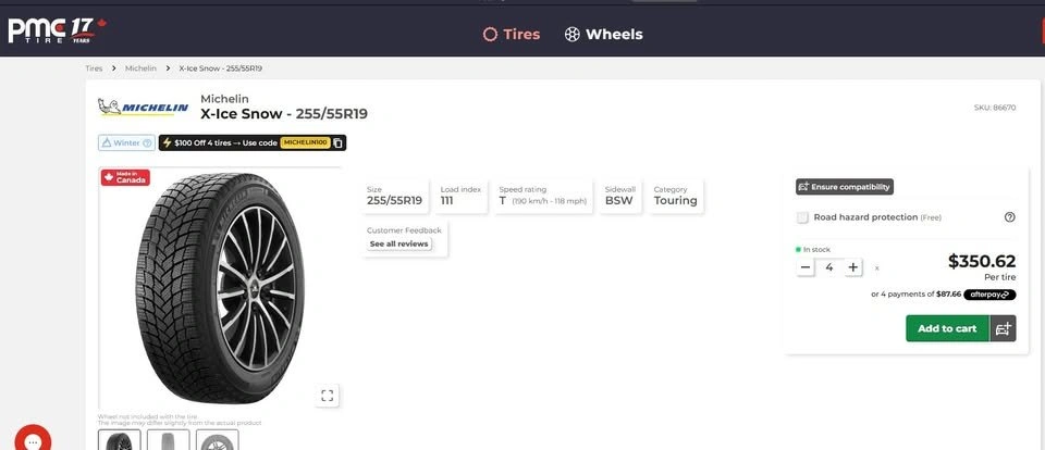 255/55/19 Michelin winter tires 90% tread - photo 2
