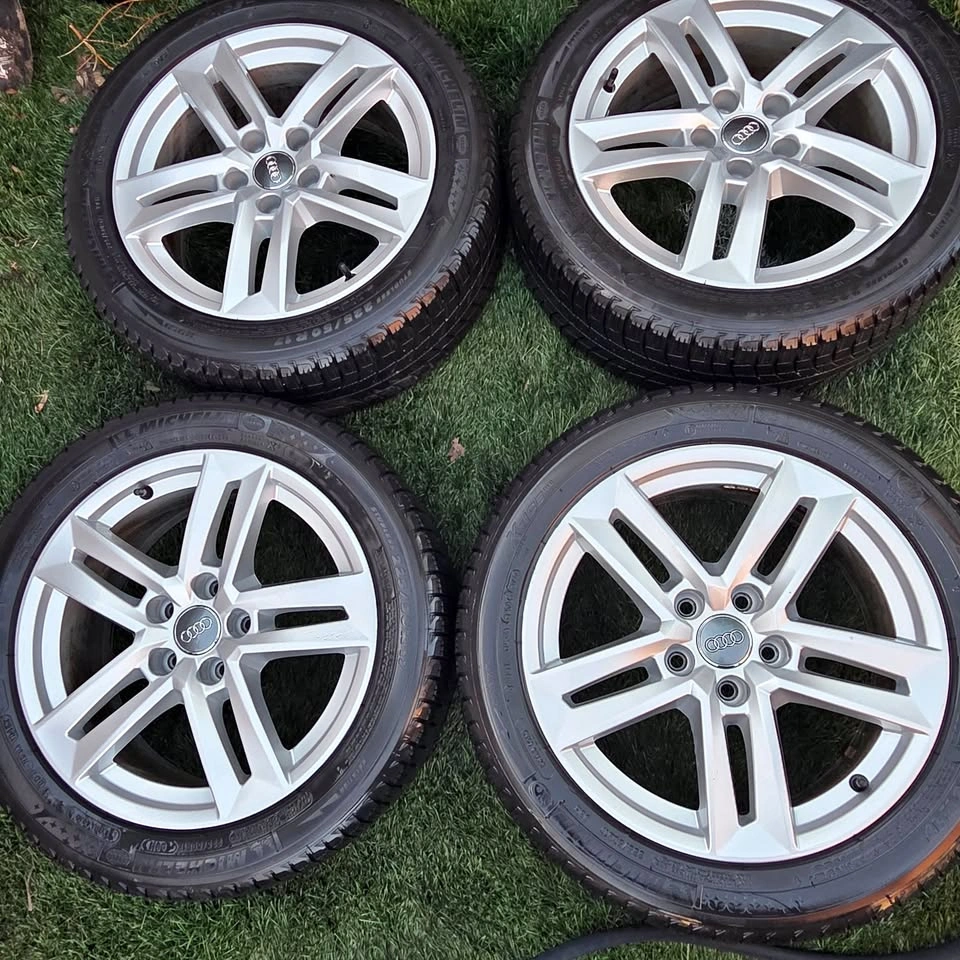 17 inch Audi alloy rims 5x112 with 225/50/17 michelin winter tir