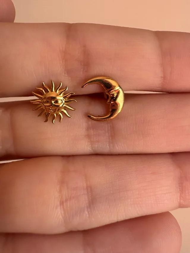 9K Gold Filled Moon & Sun stud earrings