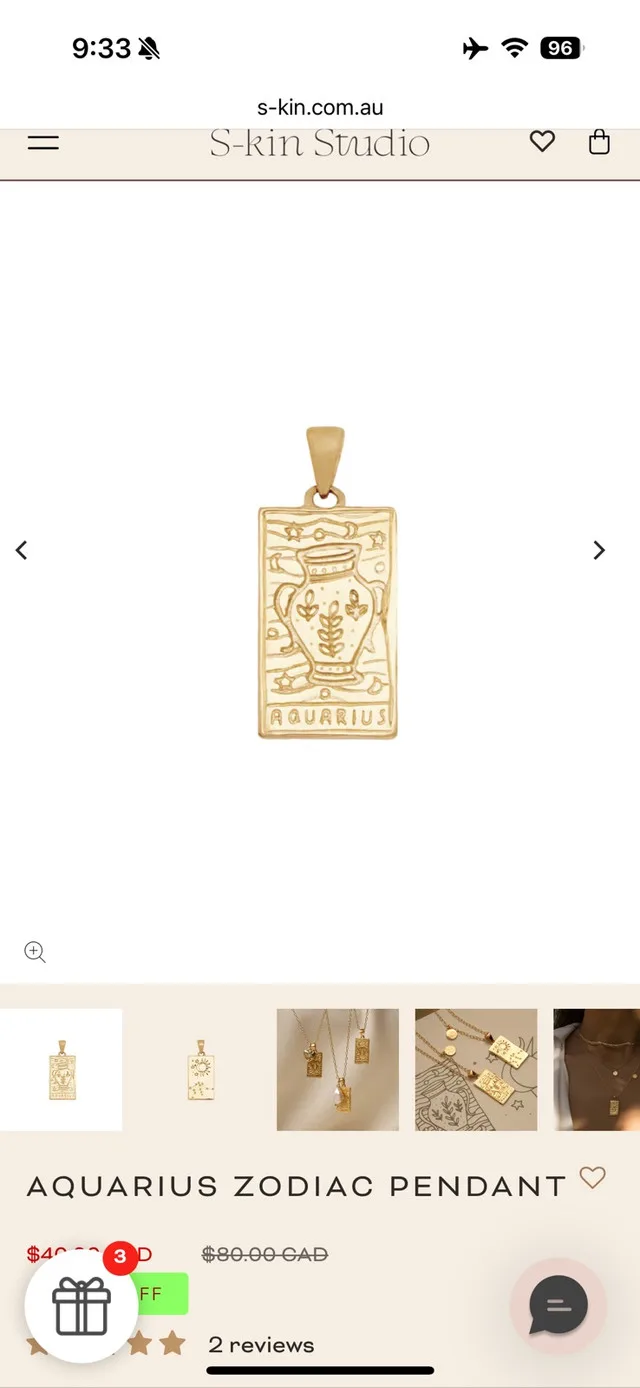 9K Gold Filled Aquarius pendant image indicator(3)